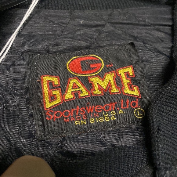 Mens Vintage Faux Leather Sleeve & Wool Embroidered Varsity Bomber Jacket - Picture 4 of 9